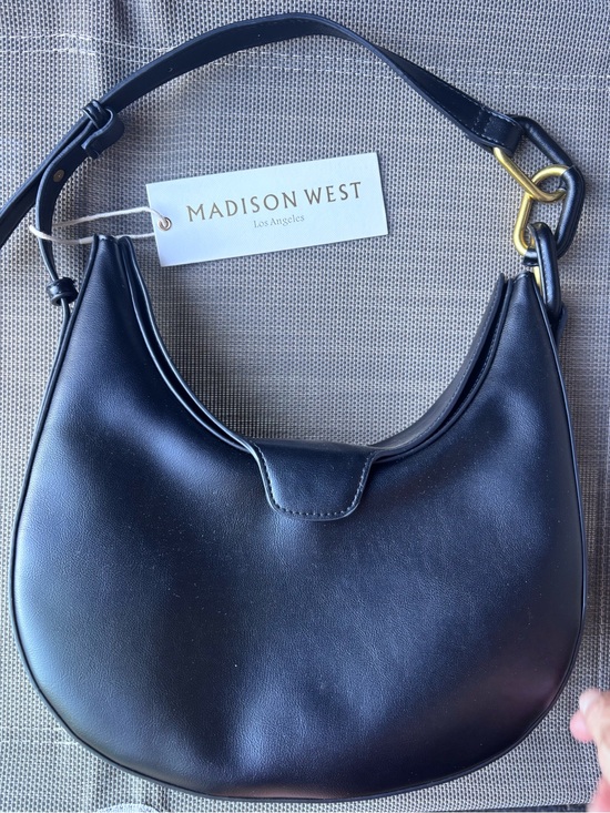 Madison West Handbags - Madison West Harlis Half-Moon Shoulder Bag — Black